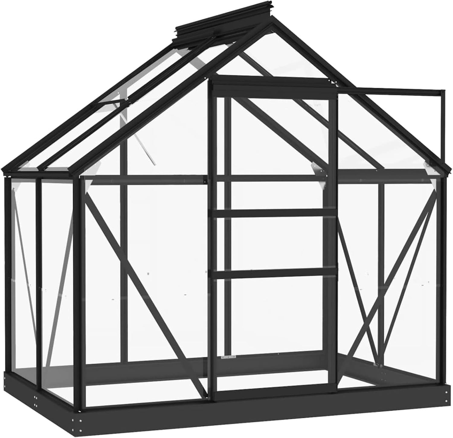 Luxury Walk-In Glass Greenhouse Anthracite Aluminium Frame 155x103x191cm