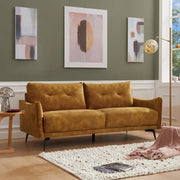 3 Seater Gold Velvet Sofa Modern Tufted Cushions Metal Legs Luxury