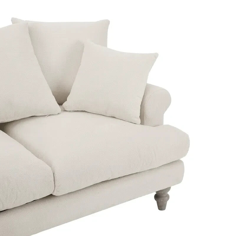 Ivory Linen 2 Seater Sofa with Scatter Cushions | Deep Plush Seating