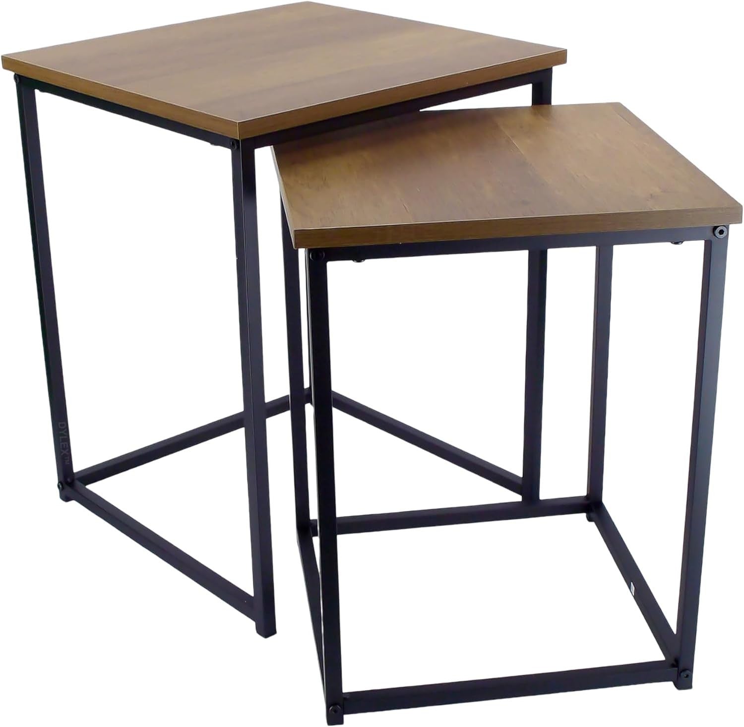 Set of 2 Square Nesting Coffee Tables Modern Wood & Metal Side End Table New