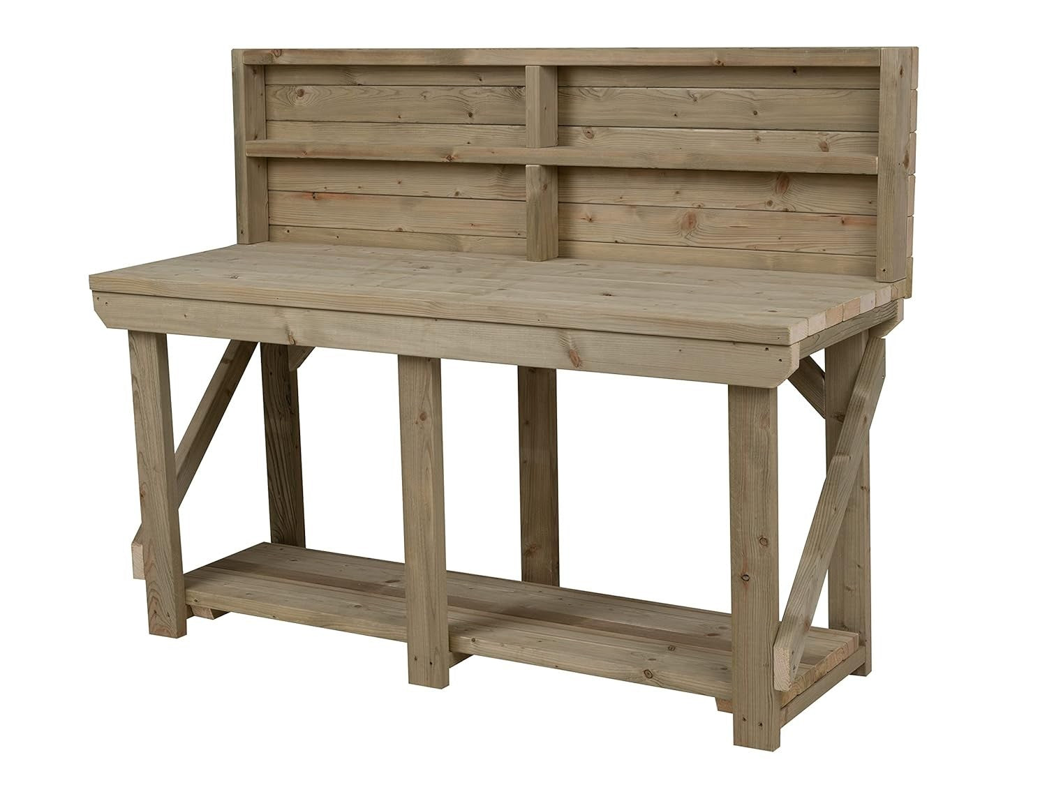 10ft Heavy Duty Workbench with Back Panel Pressure Treated Indoor/Outdoor Table