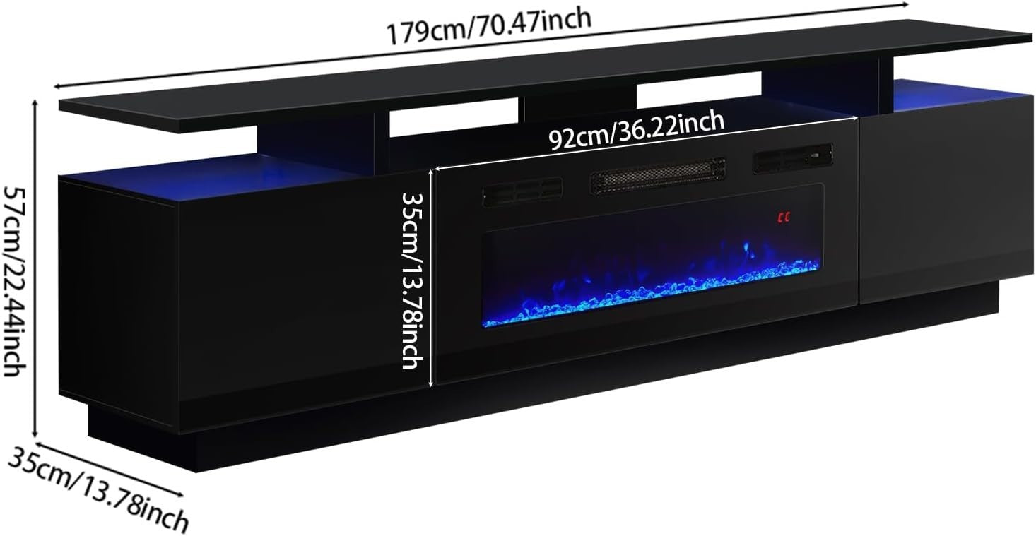 Electric Fireplace TV Stand Media Console 12 Flame Colors 900W/1800W Heater