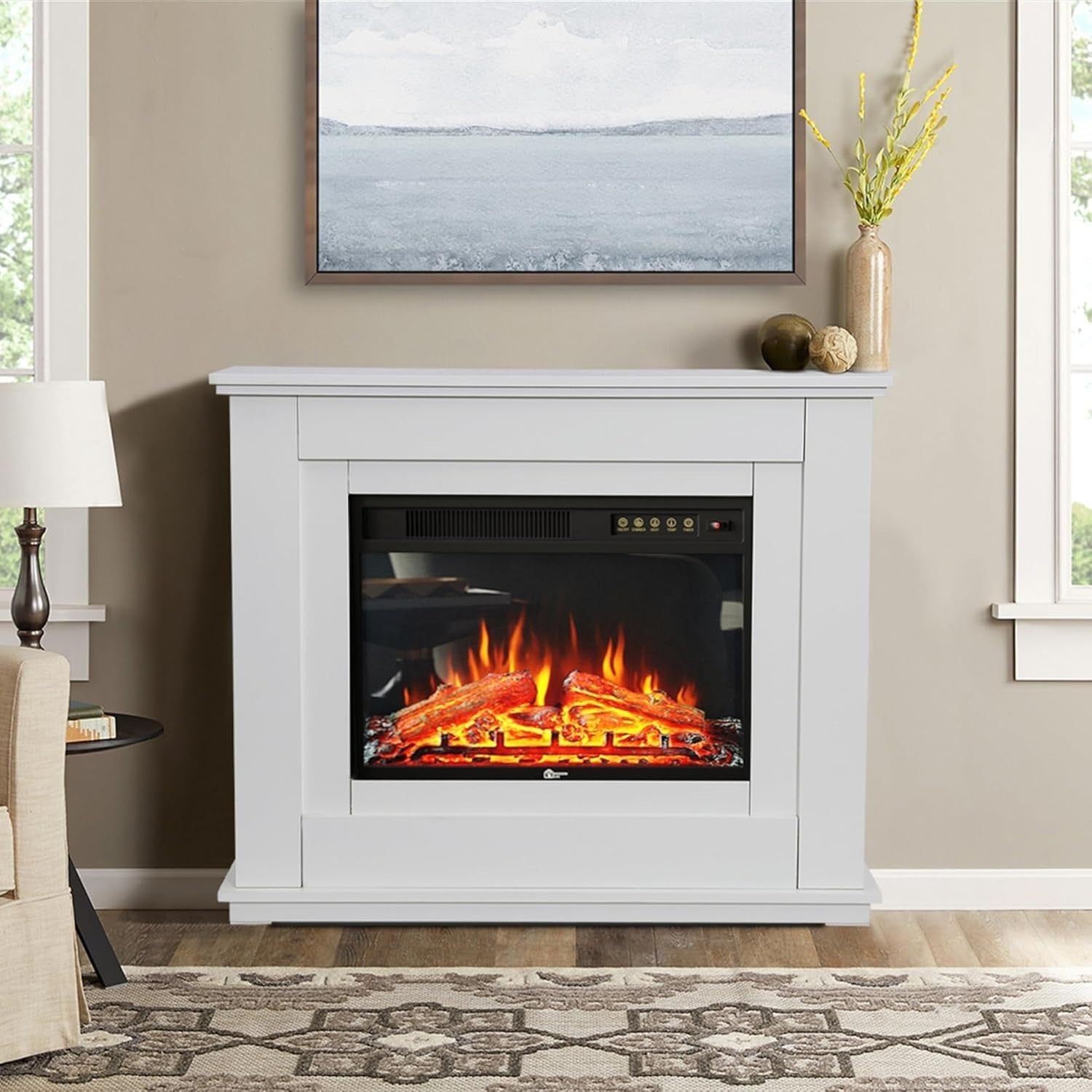 40" Electric Fireplace Suite LED Heater Remote Modern Fire Surround