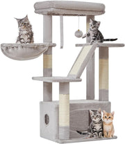 98cm Cat Tree Tower Indoor Scratching Post with Condo Hammock & Perch