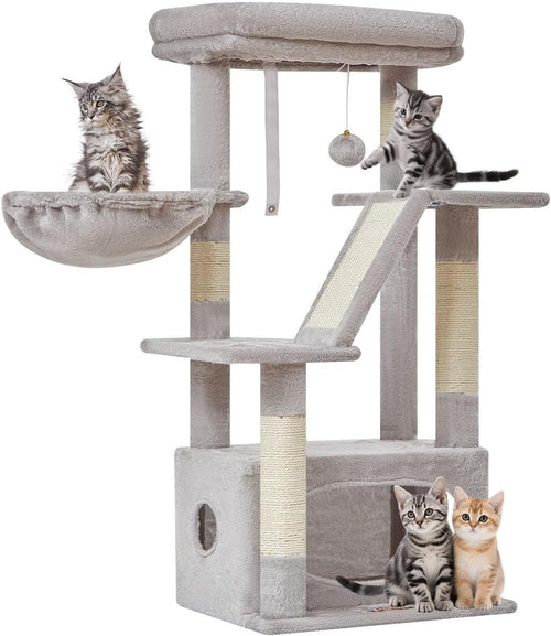 98cm Cat Tree Tower Indoor Scratching Post with Condo Hammock & Perch