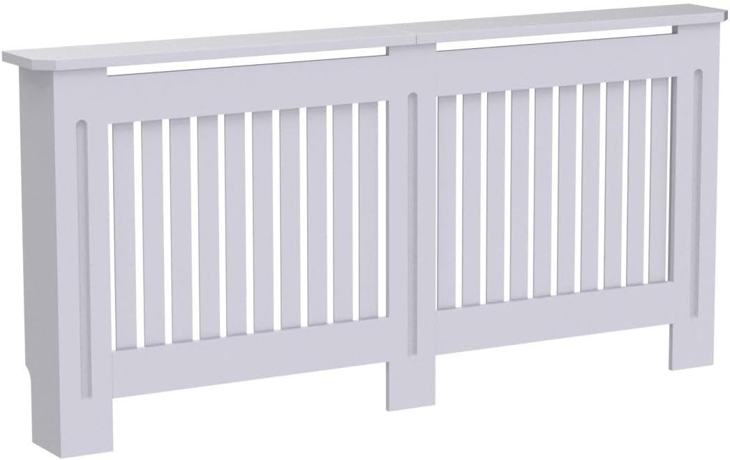Extra Large Radiator Cover Cabinet White Slat MDF Modern Heater Shelf Home Decor
