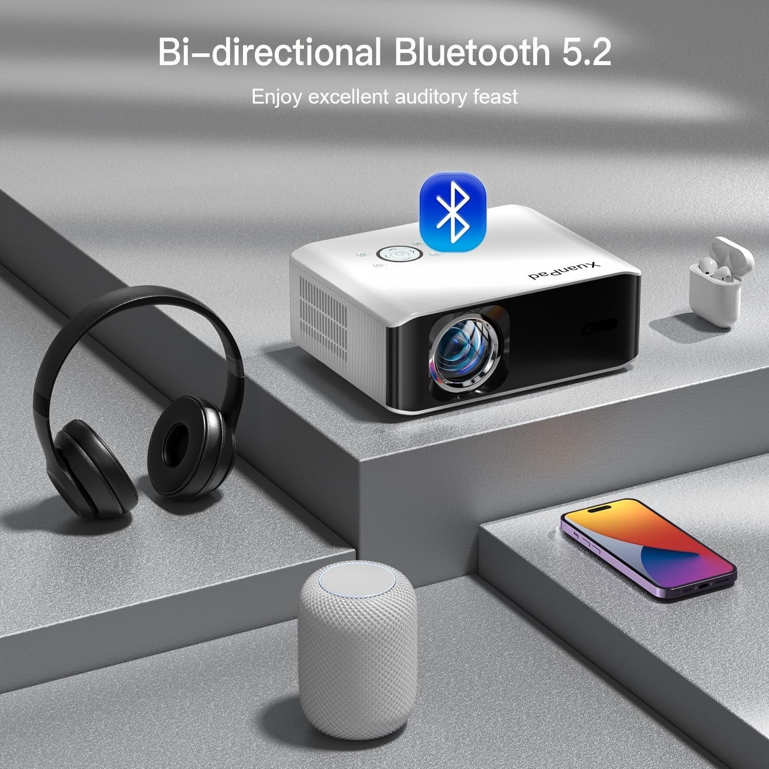1080P 4K WiFi 6 Smart Projector 26000 Lumens Auto Focus Home Cinema