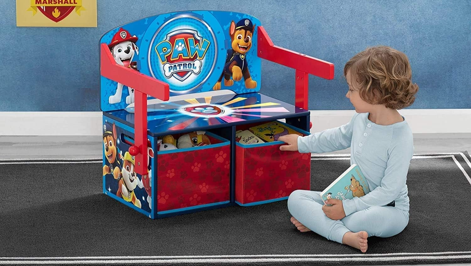 Kids Convertible Activity Bench 2in1 Desk Seat Storage Box PAW Patrol Theme