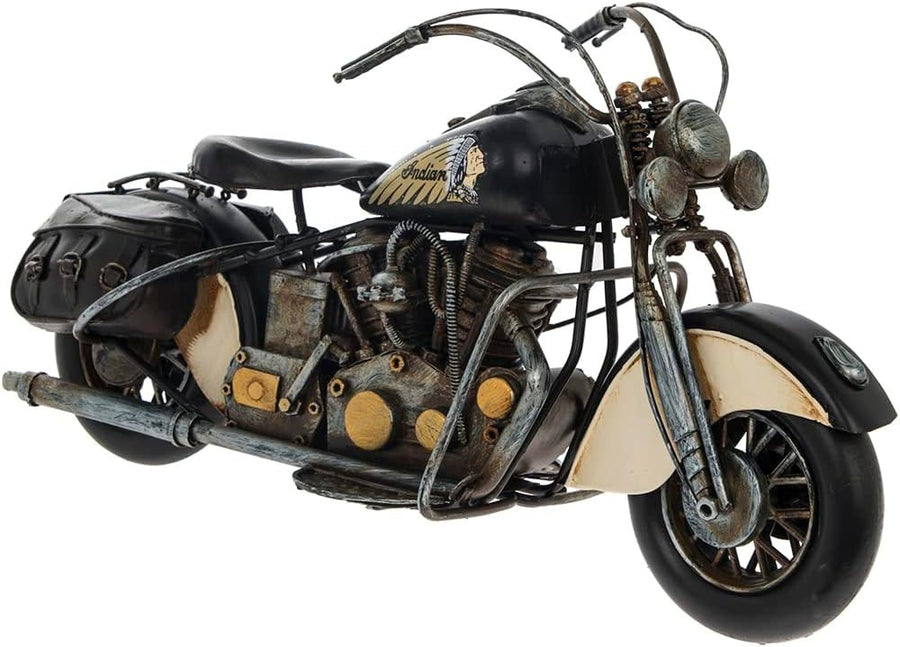 Vintage Metal Motorcycle Ornament • Retro Motorbike Decor Gift for Men