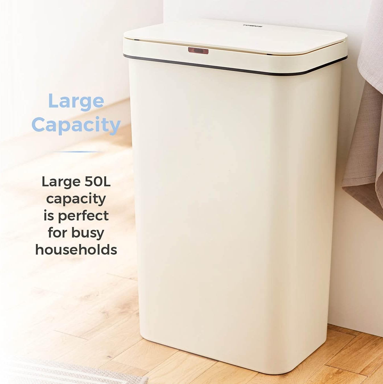 50L Automatic Sensor Kitchen Bin Touchless Motion Waste Cream