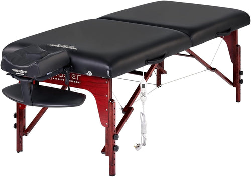 79cm Heated Portable Massage Table | Montclair TT Spa Bed w/ Memory Foam Black