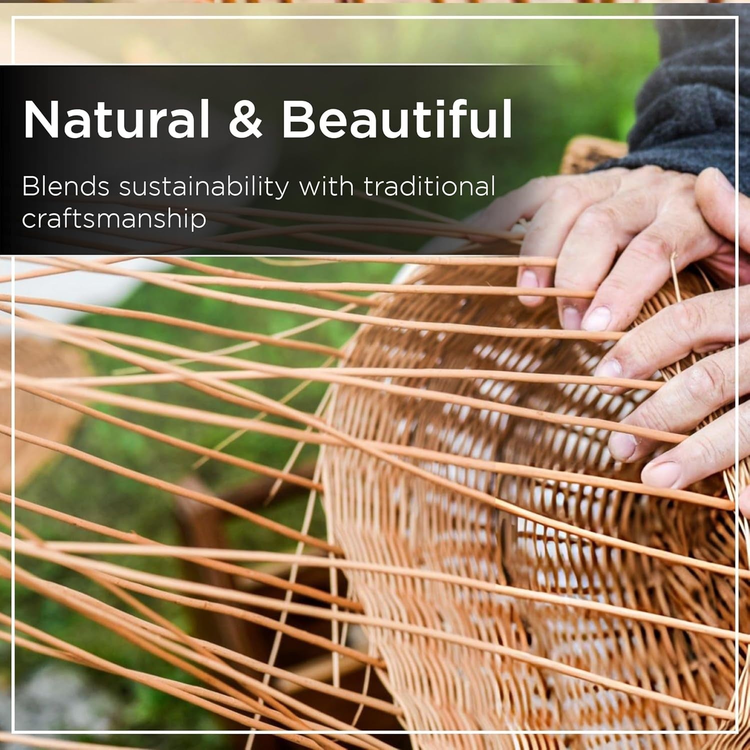 Wicker Log Basket with Rope Handles – Firewood Storage 38x50cm