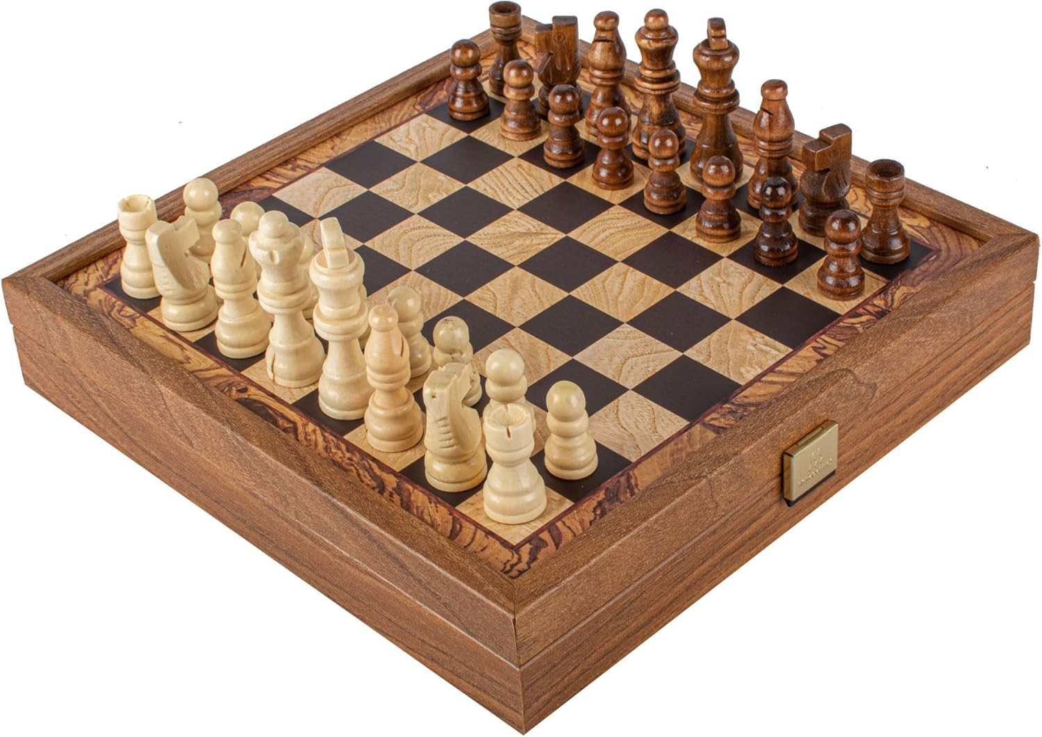 2-in-1 Wooden Chess & Backgammon Set | 27cm Luxury Walnut Board Gift