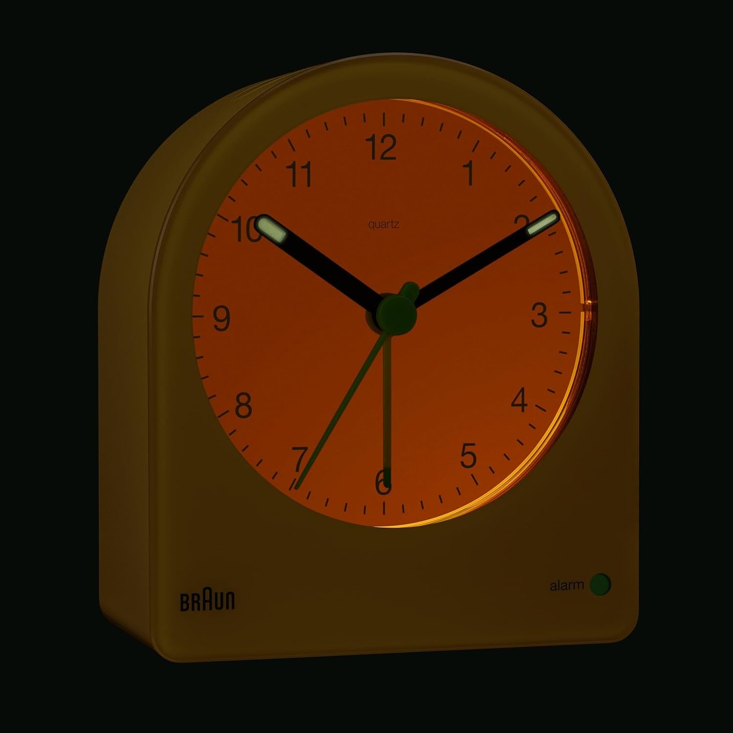 Yellow Analogue Alarm Clock Silent Quartz Backlight Snooze Crescendo Beep