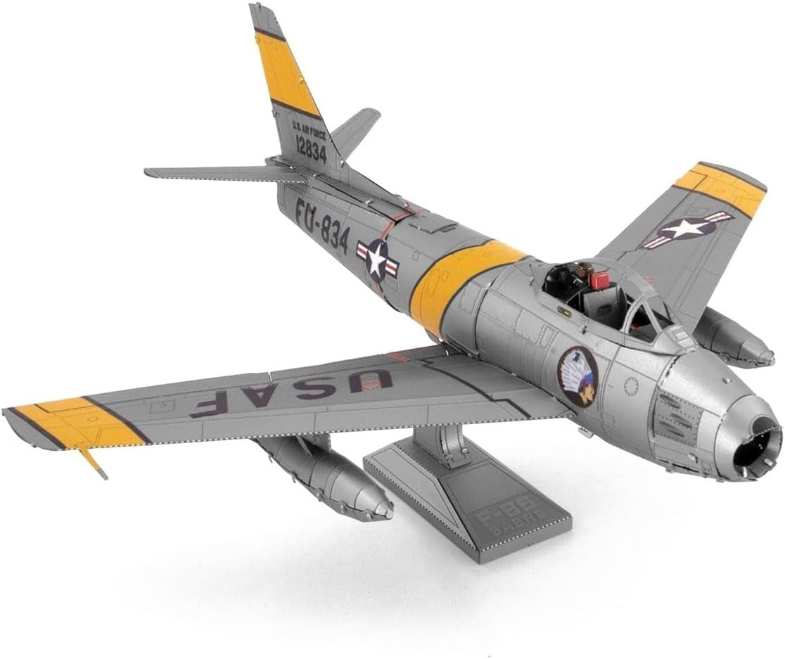 3D Metal F-86 Sabre Aircraft Model Kit – No Glue, Detailed, Easy Assembly