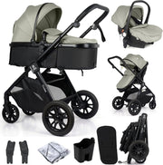 3 in 1 Baby Travel System i-Size Car Seat Pram Stroller Newborn–4Y