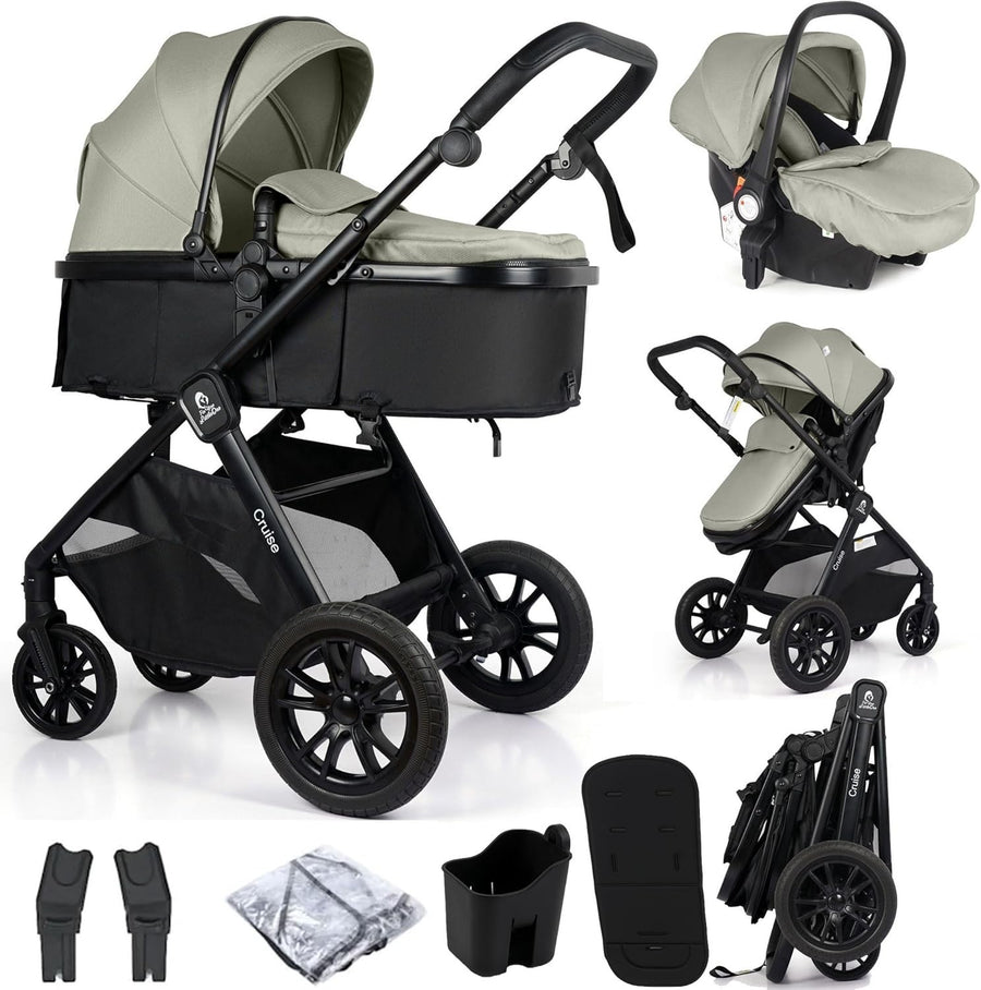 3 in 1 Baby Travel System i-Size Car Seat Pram Stroller Newborn–4Y