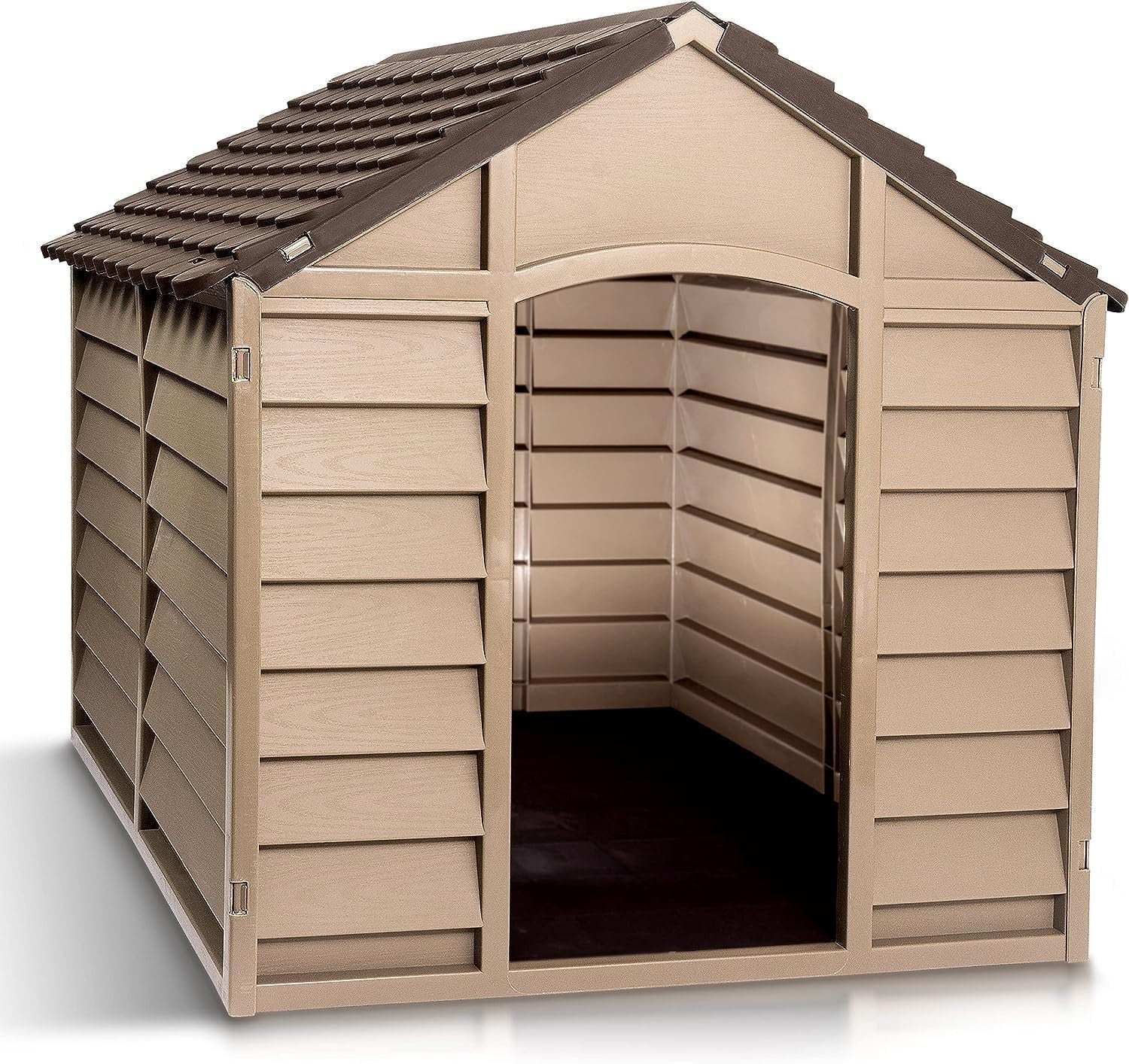 Heavy Duty Large Plastic Dog Kennel Outdoor Weatherproof Pet Shelter Brown