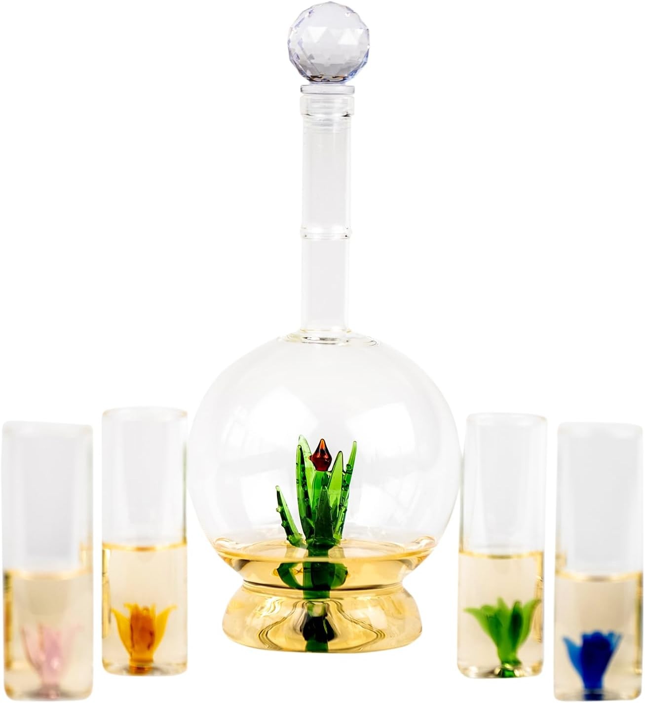Tequila Agave Decanter Set 750ml with 4 Shot Glasses – Elegant Agave Design