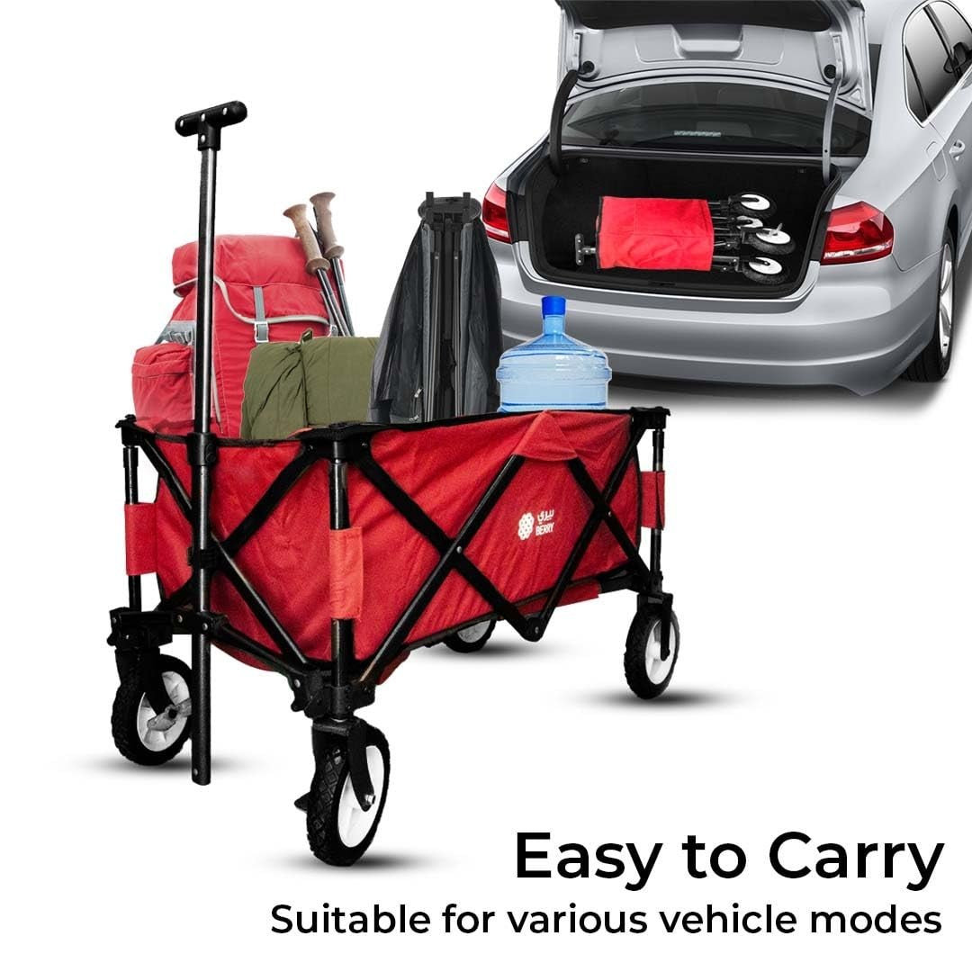 Heavy Duty Folding Garden Trolley Cart 80KG Beach Wagon with Adjustable Handle
