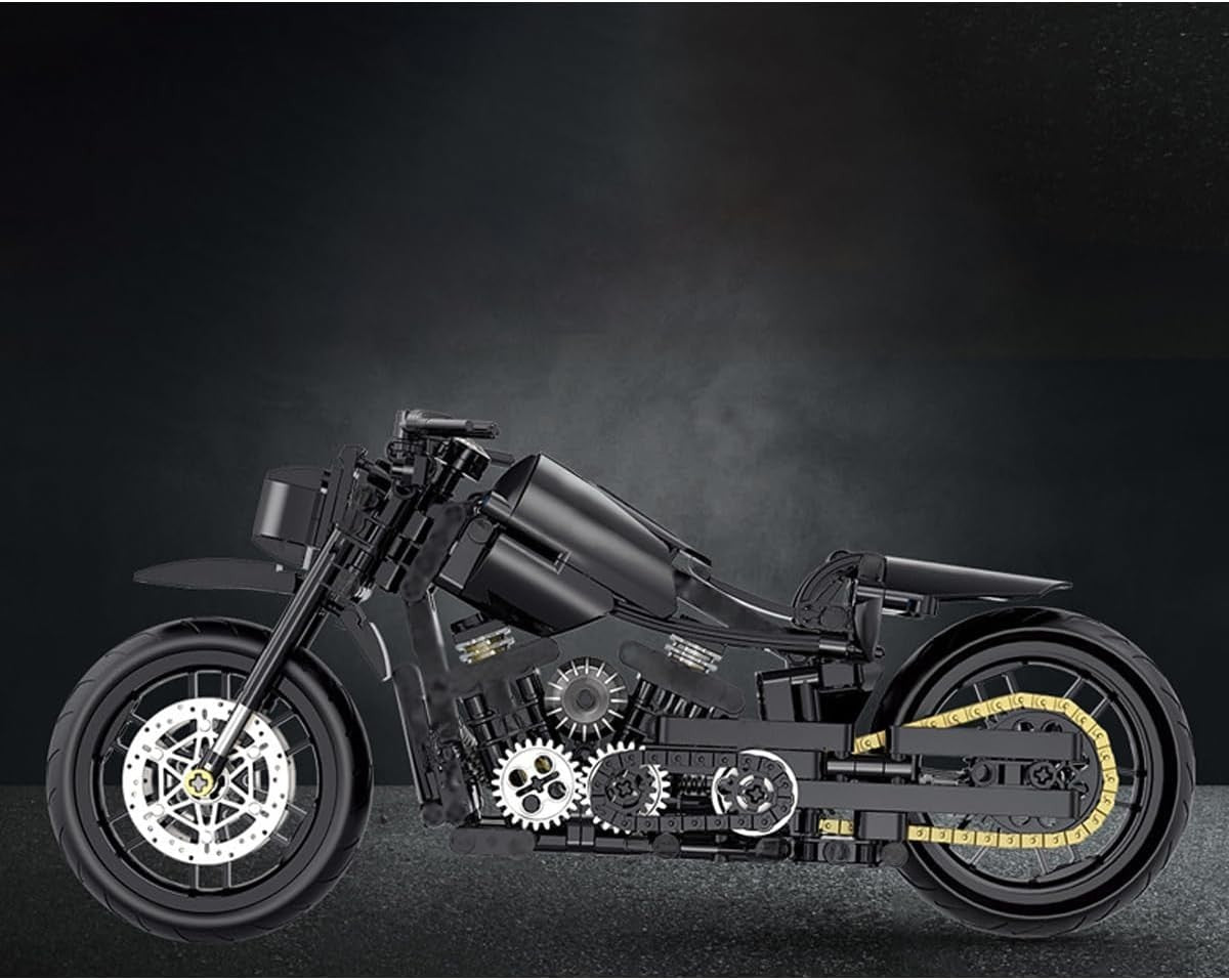 Motorcycle Building Kit 586 PCS, Realistic Black Superbike Model, Fun for All Ag