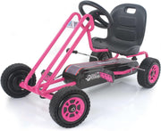 Kids Pedal Go Kart Ride On Car Pink Adjustable Seat Handbrake 50kg
