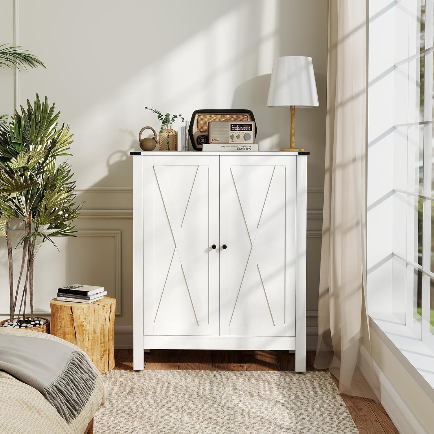 Adjustable 5-Shelf Wooden Shoe Cabinet with Magnetic Doors & Anti-Tip Safety
