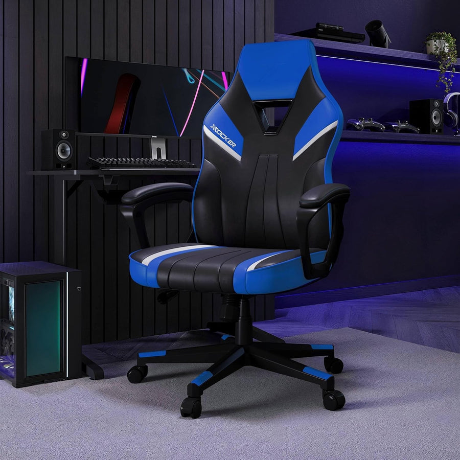 Ergonomic Gaming Chair High Back Wide Seat Blue