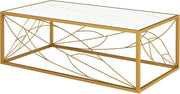 Modern White Marble Coffee Table 120x60x40cm with Metal Frame & Gold Leaf
