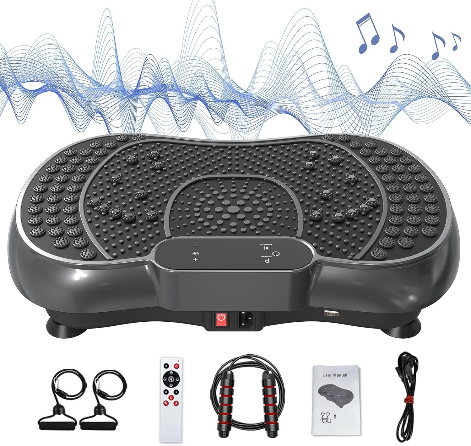 Onyx Black Vibration Plate Exercise Machine 100 Speeds 450lb Home Fitness