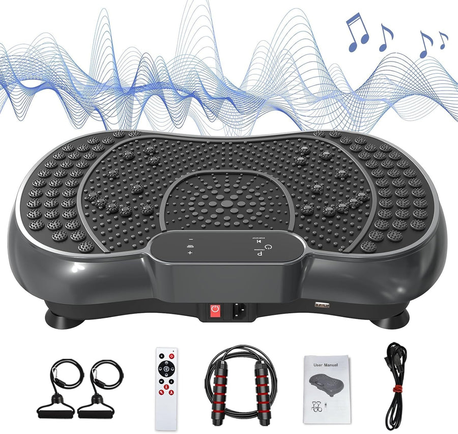 Onyx Black Vibration Plate Exercise Machine 100 Speeds 450lb Home Fitness