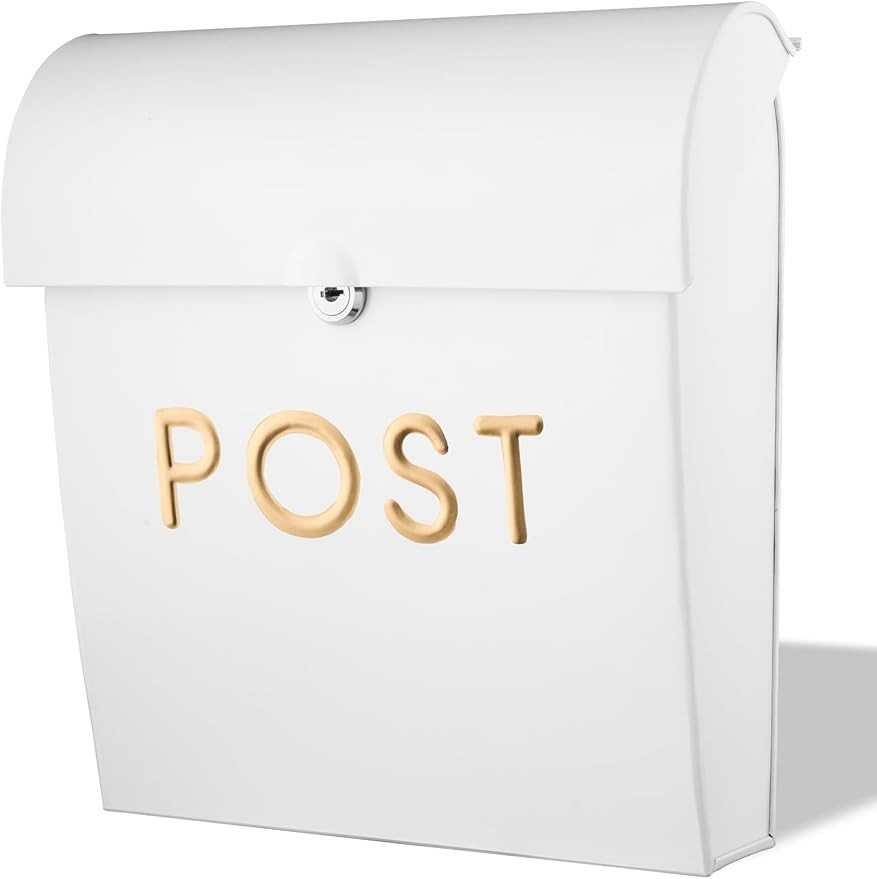 Lockable Wall Mounted Mailbox White | Weatherproof Post Box | Secure & Stylish