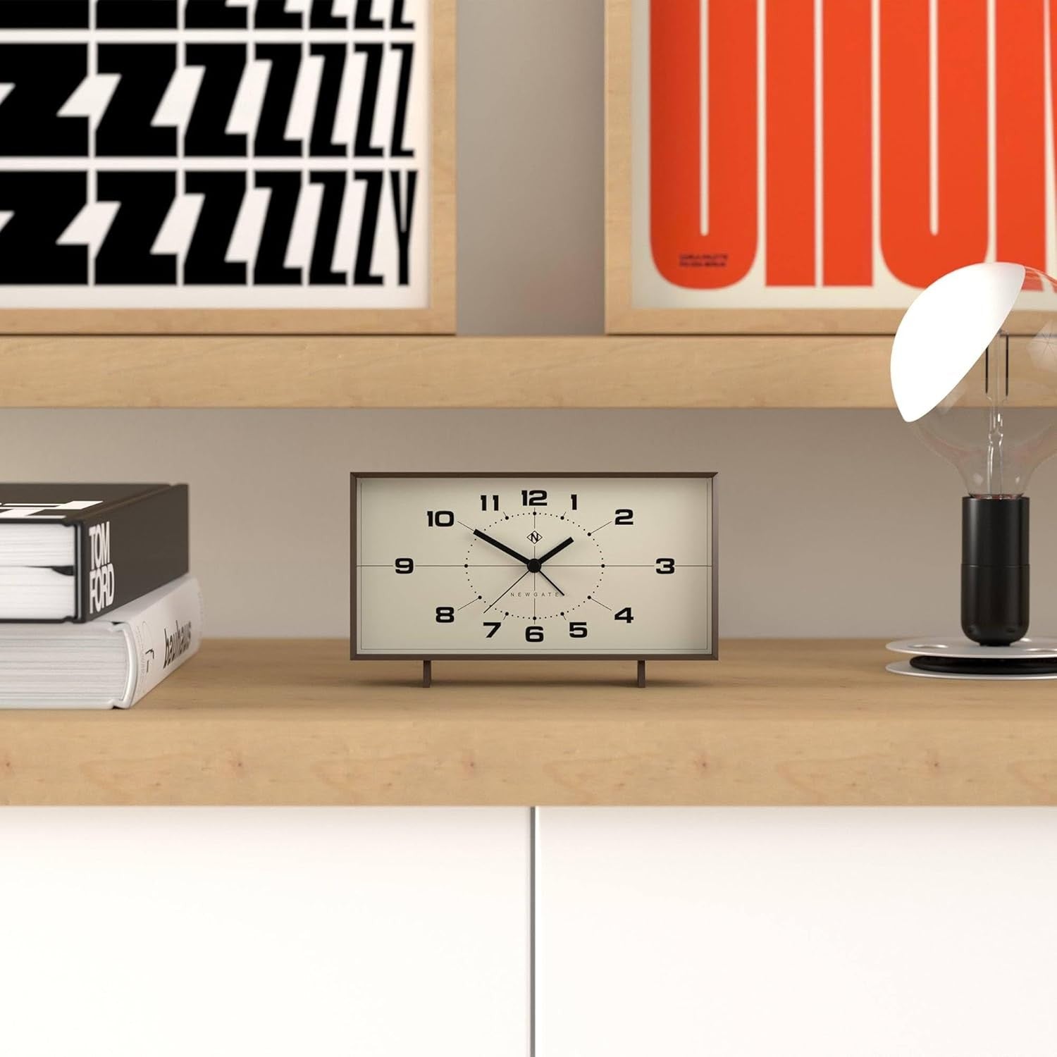 Retro Rectangular Alarm Clock Analogue Bedside Desk Mantel Mocha Brown