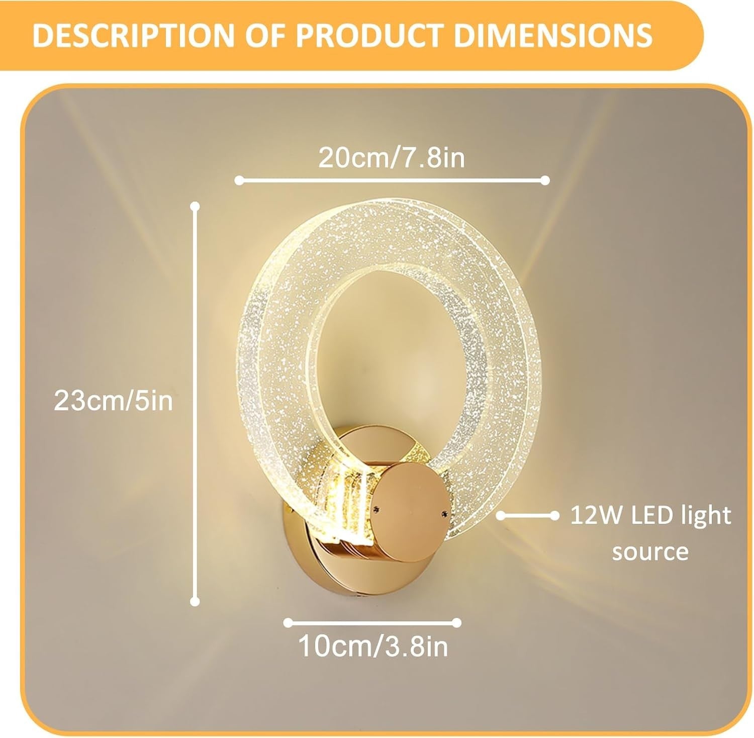 Modern Gold Crystal Wall Light Sconce | 3-Color LED, Luxury Look