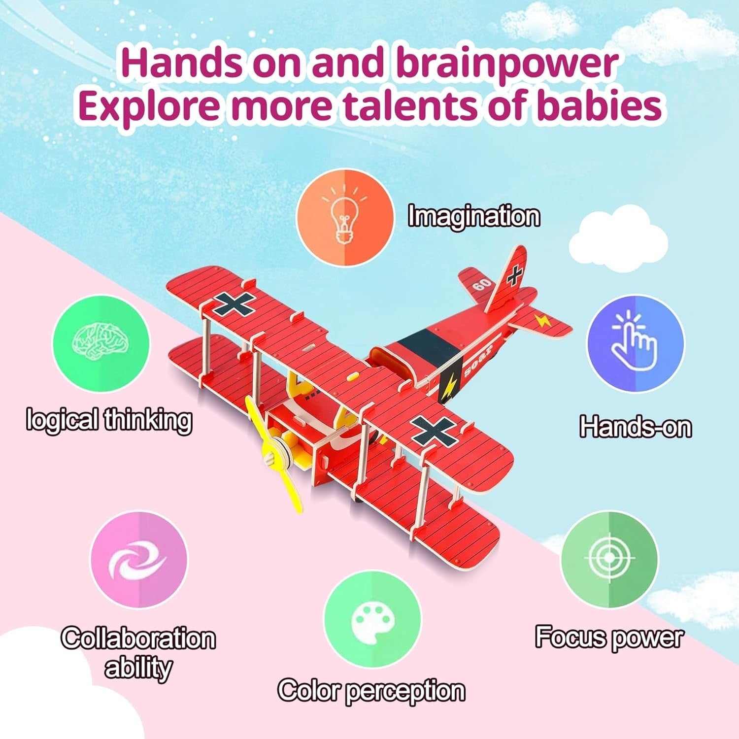 3D Bomber Plane Model Kit for Kids - Educational Puzzle Toy Gift