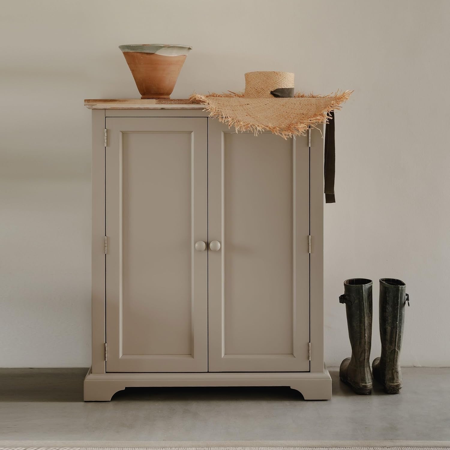 Truffle Wooden Shoe Cabinet with Adjustable Shelves & Airflow Doors