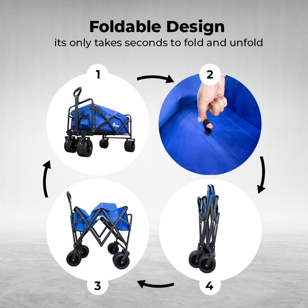 Heavy Duty Collapsible Wagon 150KG for Camping, Beach & Garden Use