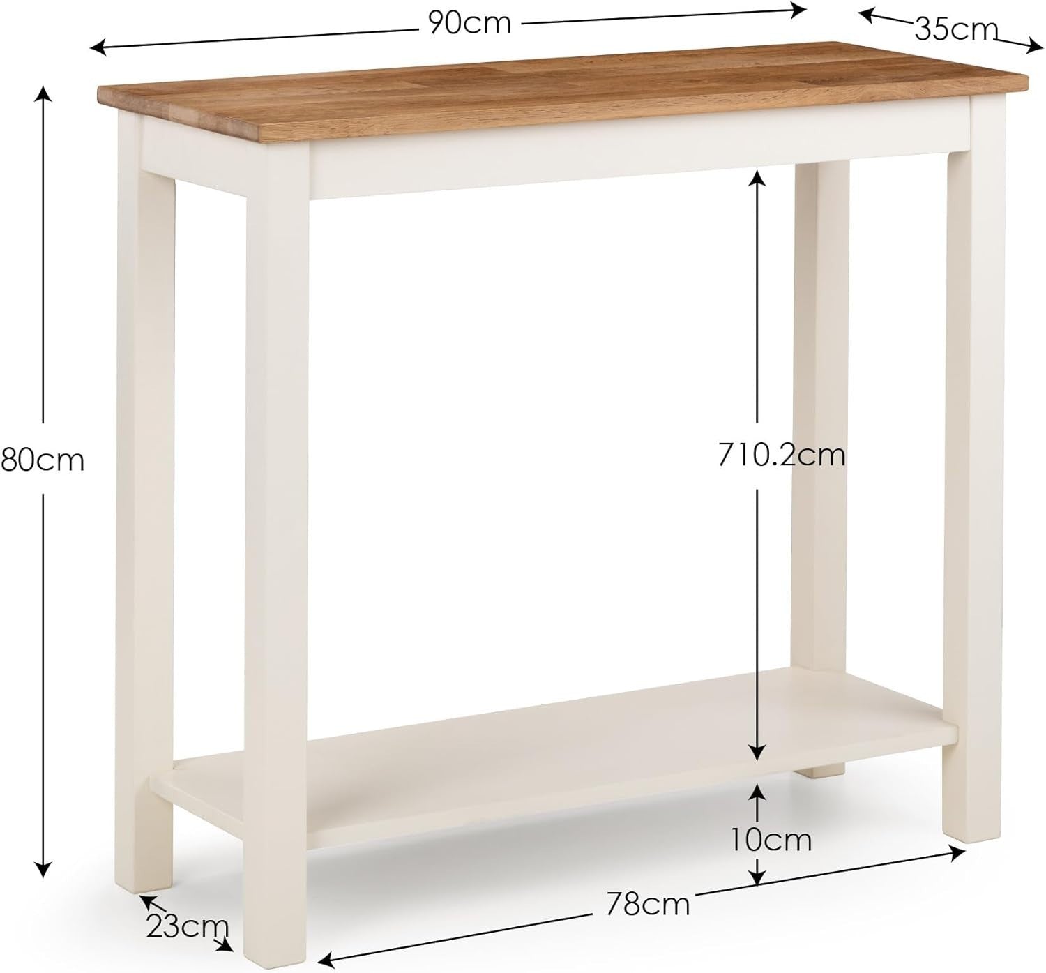 Stylish Oak Console Table 90x30x80cm with Shelf for Entryway & Living Room