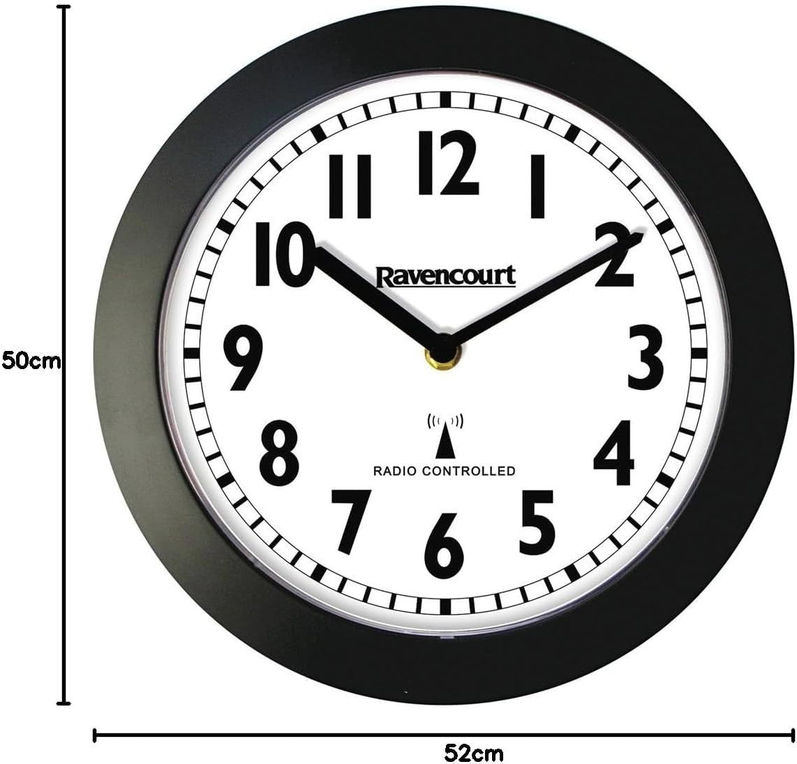 Large Radio Controlled Wall Clock Silent Black White School Office Home