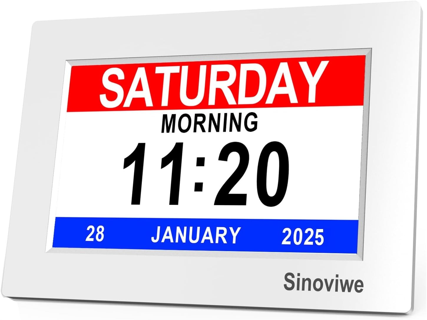 Large Digital Dementia Alarm Clock 8'' Date Day Time Temperature Display