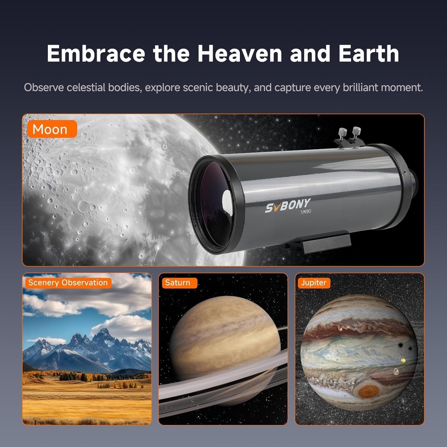 90mm Maksutov-Cassegrain Telescope OTA f/13.9 for Lunar & Planetary