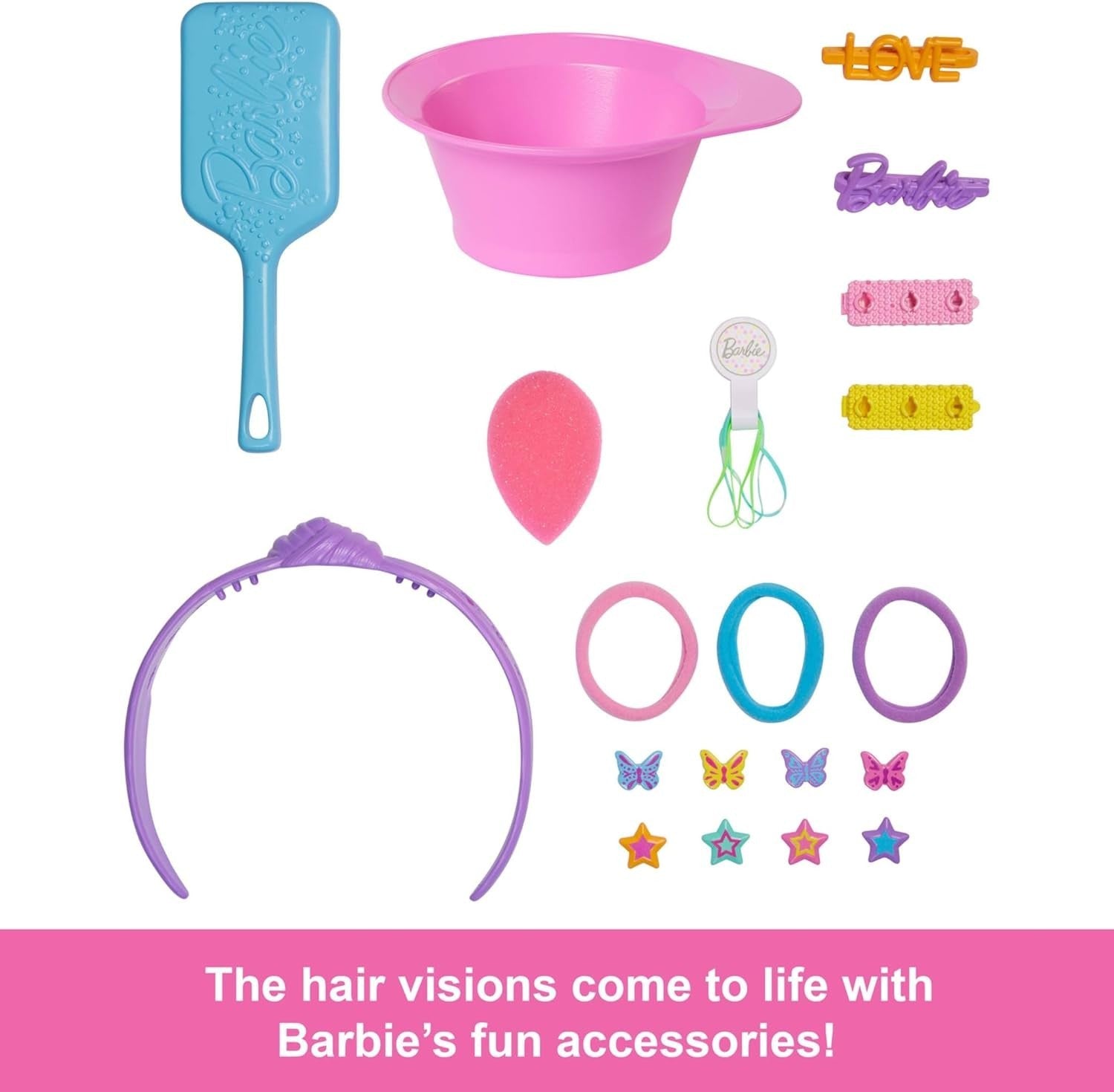 Kids Hair Styling Doll Head Dark Brown Hair w/ 20+ Accessories Color Change