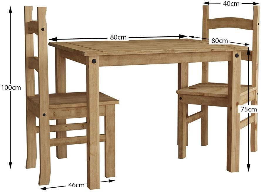 Rustic Solid Pine 2-Seater Dining Set | Compact 80cm Table & Chairs | Durable
