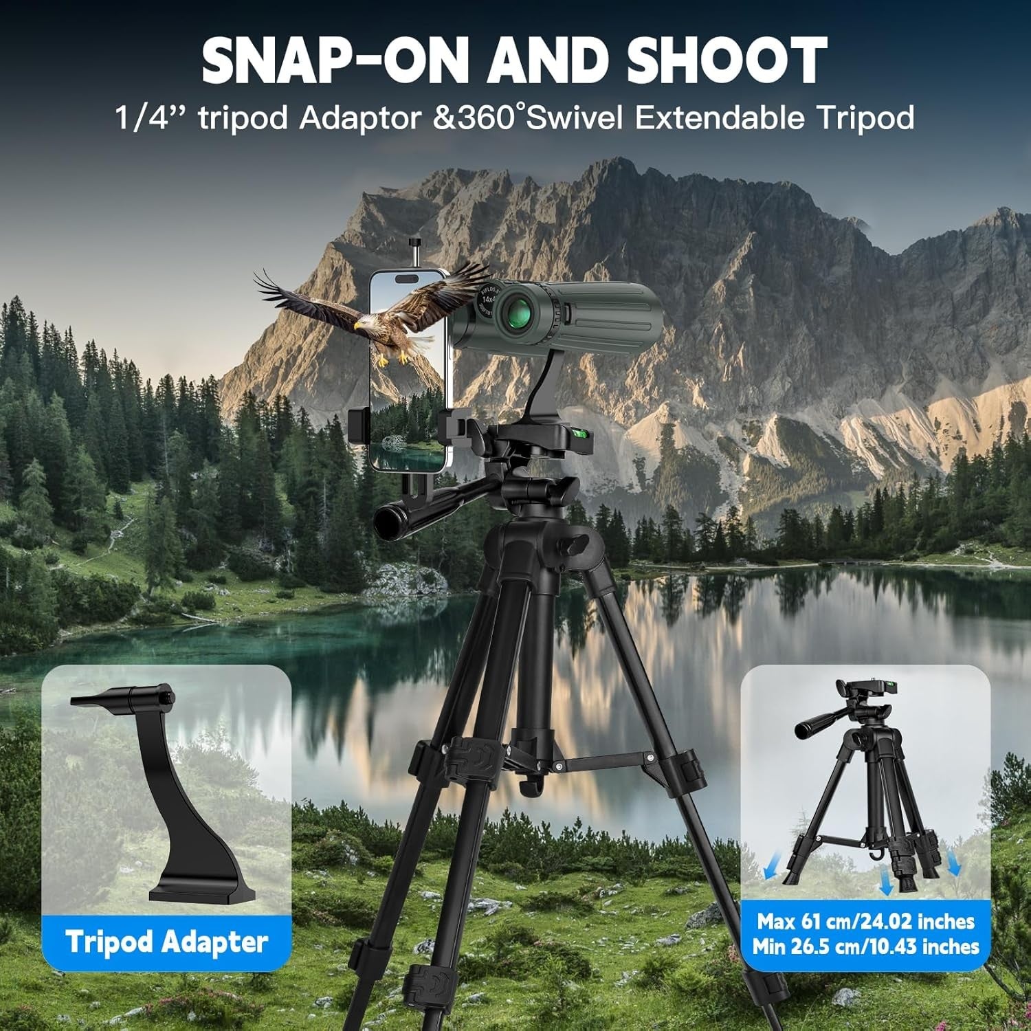 14x45 HD Binoculars with Phone Adapter Tripod Waterproof Fogproof Outdoor Travel