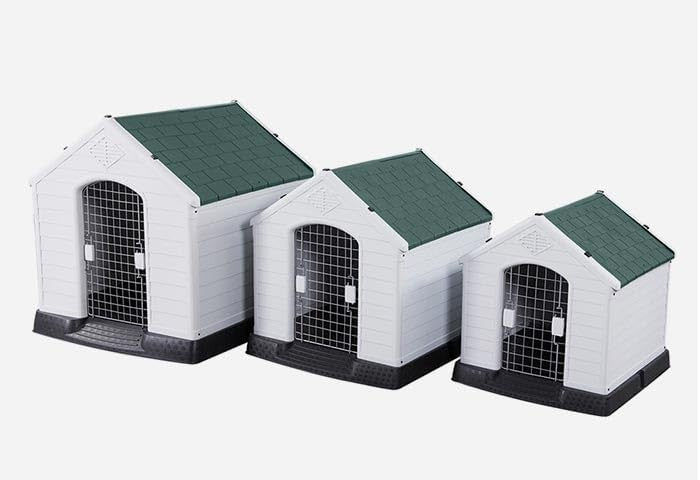 Weatherproof Plastic Pet Kennel House Indoor & Outdoor Durable Shelter 75x56x66c
