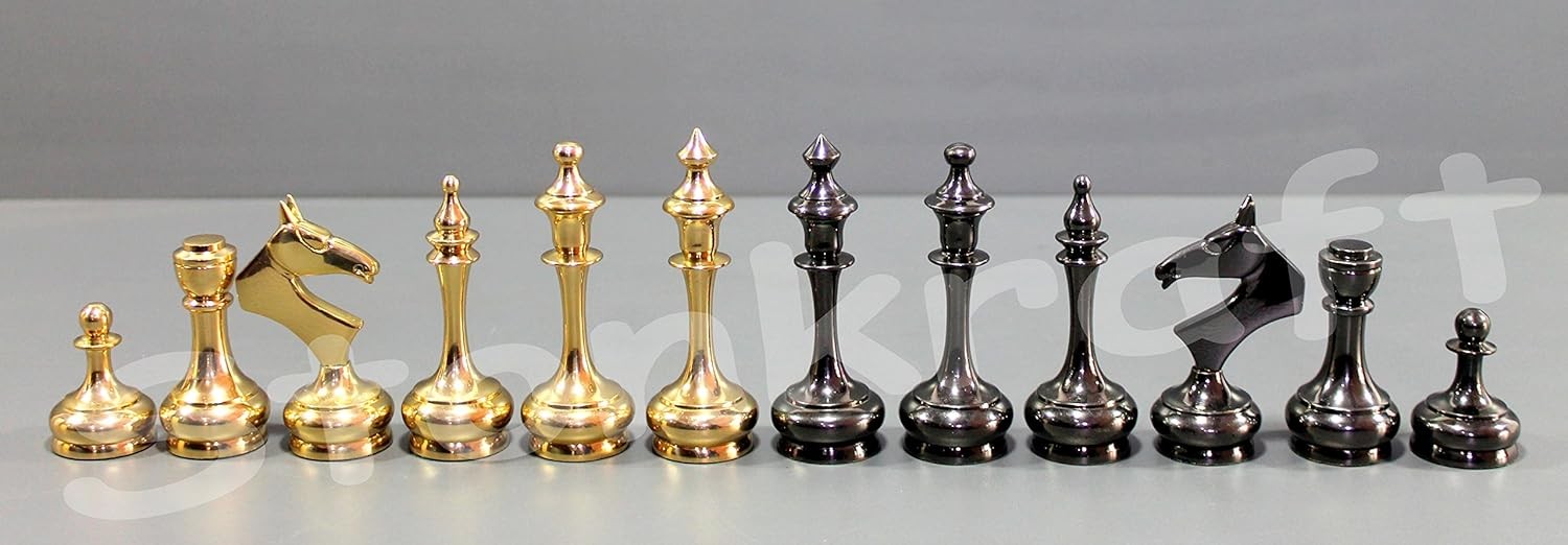 Premium Brass Staunton Chess Pieces Set | 3.75" King | Hand-Carved Metal