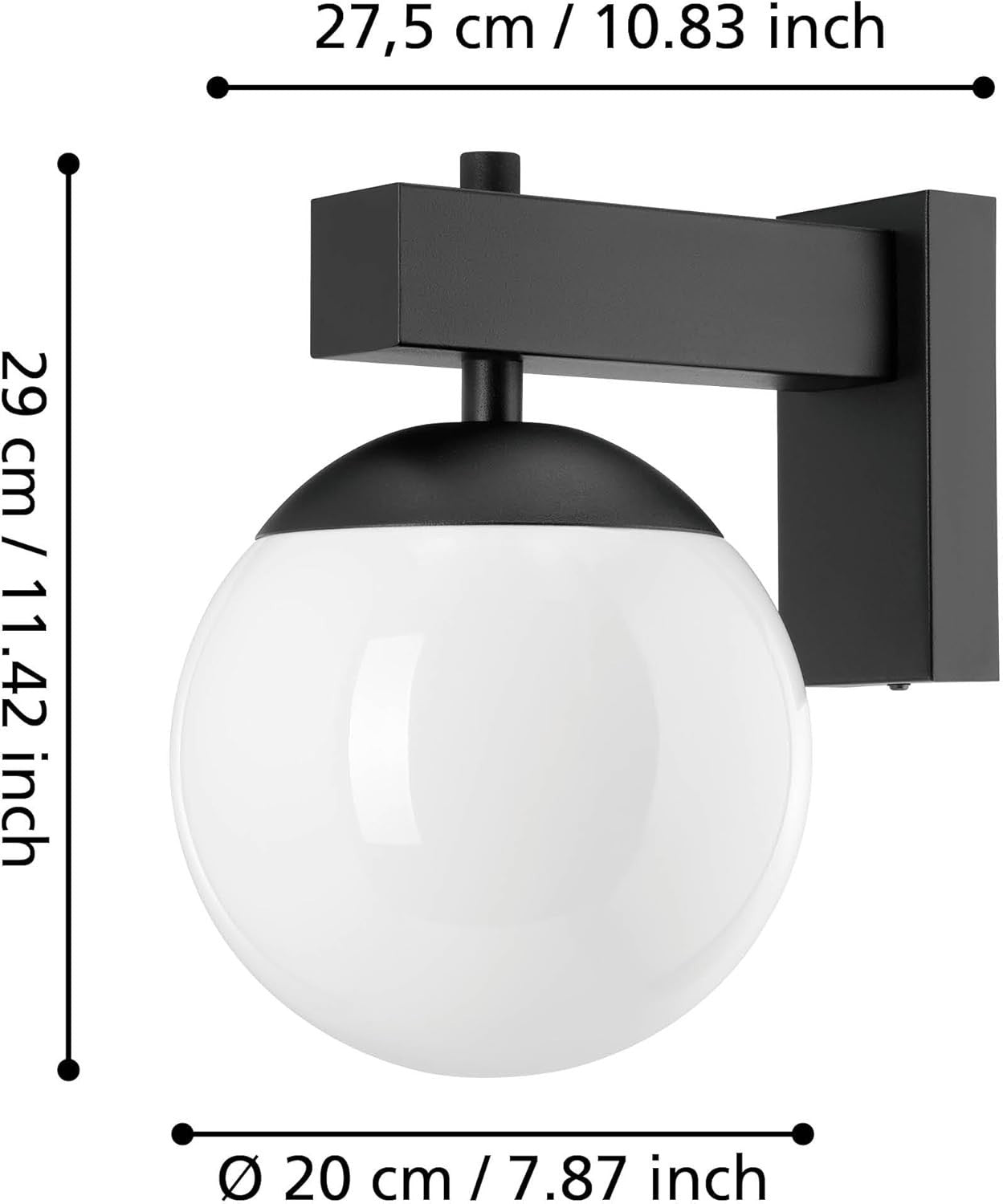 Modern Globe Outdoor Wall Light IP44 | E27 Porch Garden Lamp Black/White