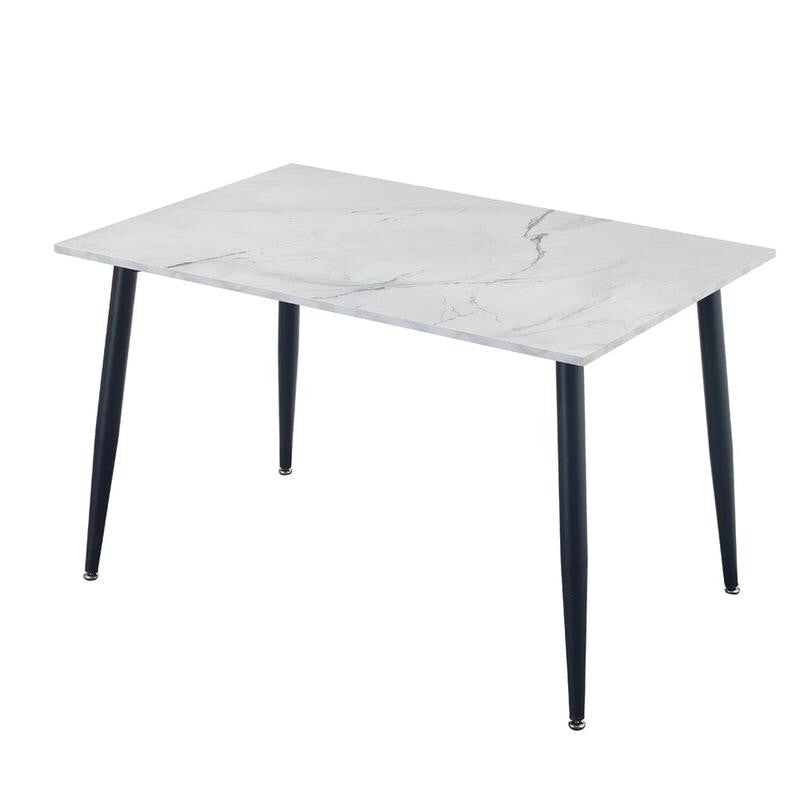 Marble Dining Table Set 120cm with 4 Boucle Chairs Modern Compact Luxe