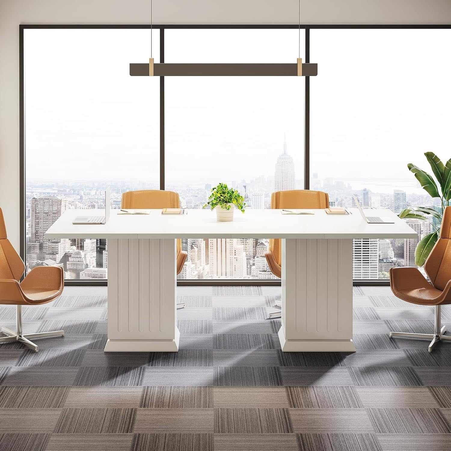 White 90cm Square Conference Table – Modern Small Meeting Table for 4