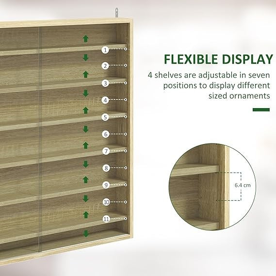 Modern 7-Tier Wall Display Cabinet with Glass Doors & Adjustable Shelves 83x80cm